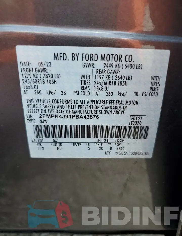 2FMPK4J91PBA43876 Photo# 14