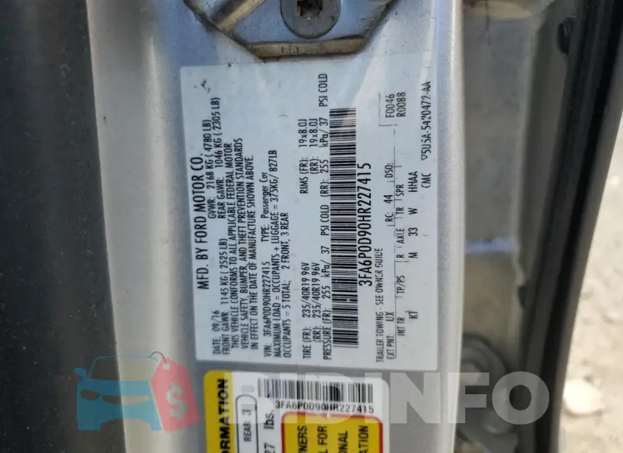 3FA6P0D90HR227415 Photo# 12