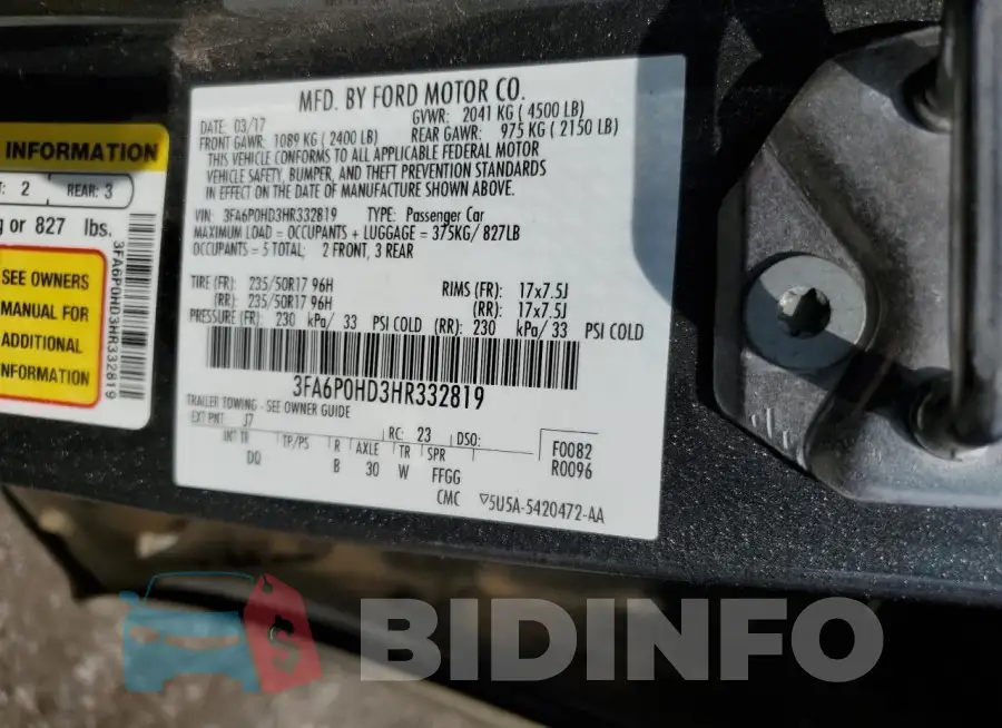 3FA6P0HD3HR332819 Photo# 12