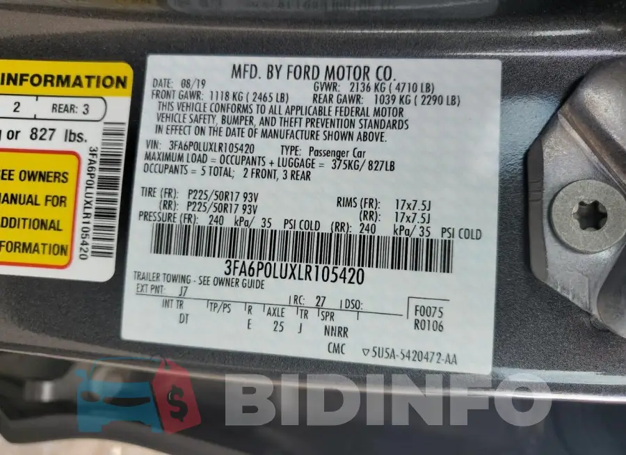 3FA6P0LUXLR105420 Photo# 12