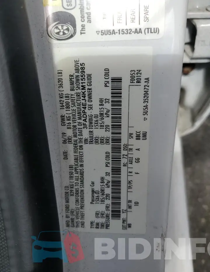 3FADP4EJ4KM155985 Photo# 12