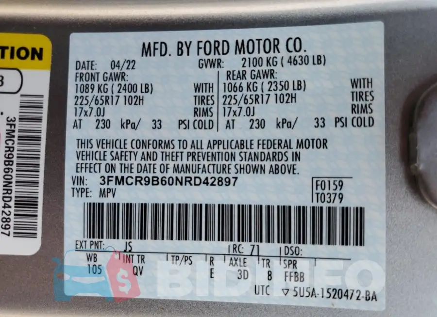 3FMCR9B60NRD42897 Photo# 14