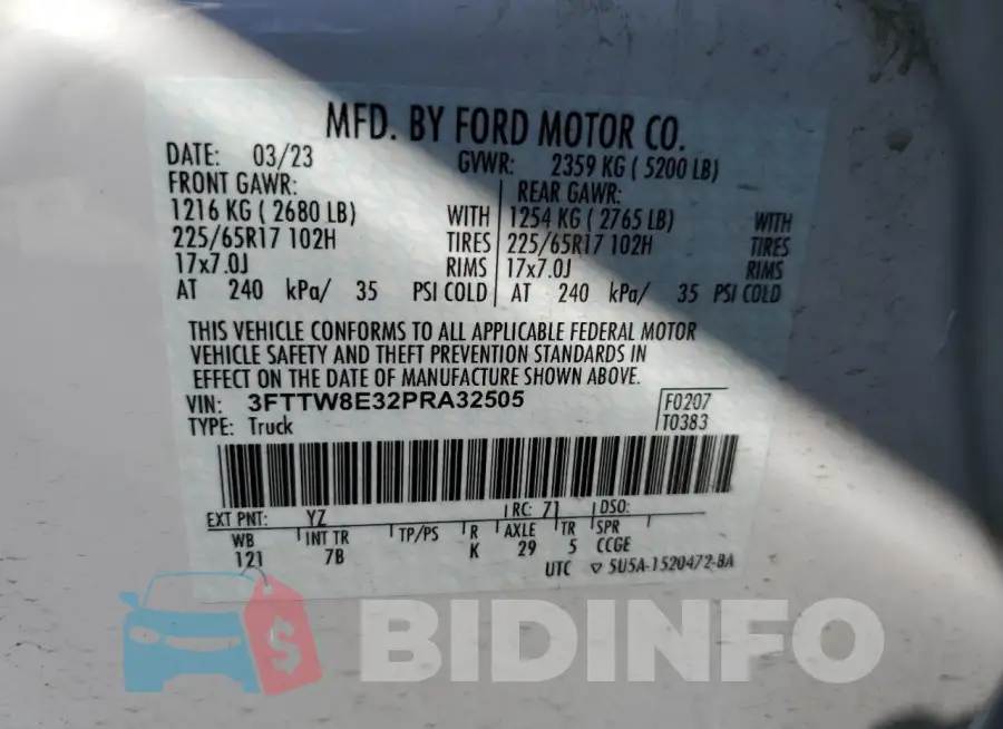 3FTTW8E32PRA32505 Photo# 12