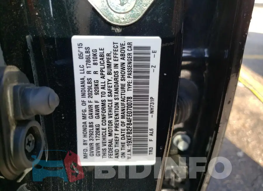 19XFB2F84FE070078 Photo# 12