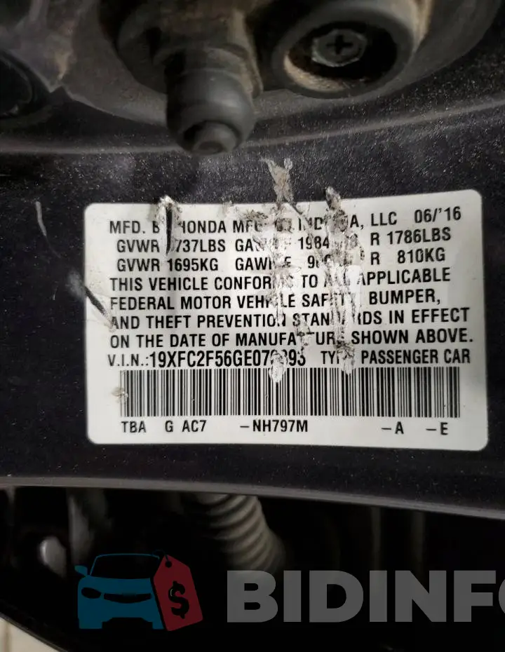 19XFC2F56GE070393 Photo# 12