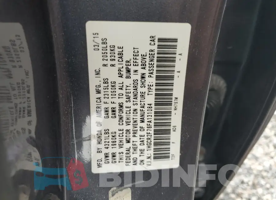1HGCR2F76FA131084 Photo# 13