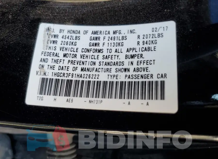 1HGCR3F91HA026222 Photo# 12