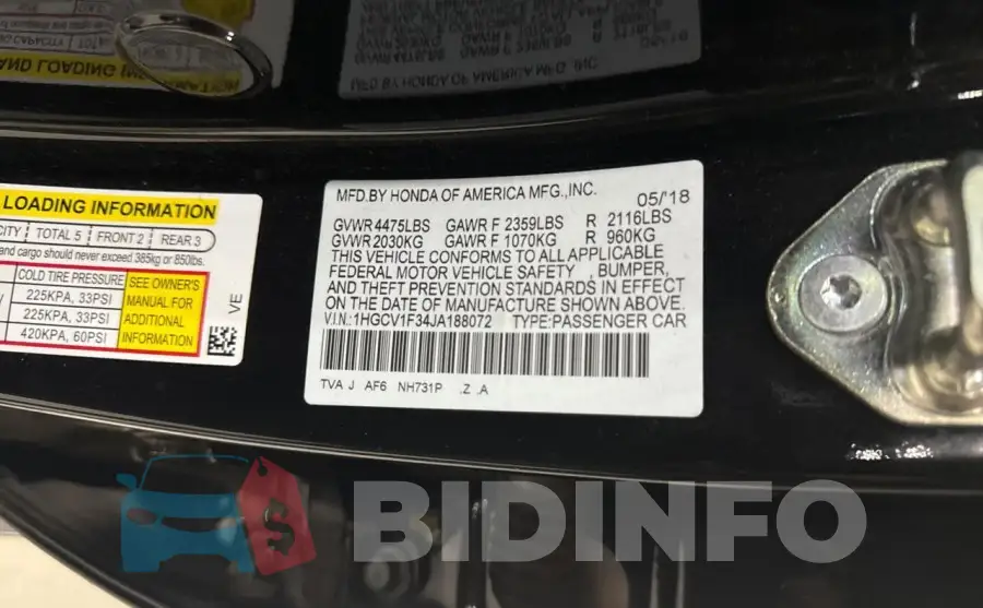 1HGCV1F34JA188072 Photo# 10