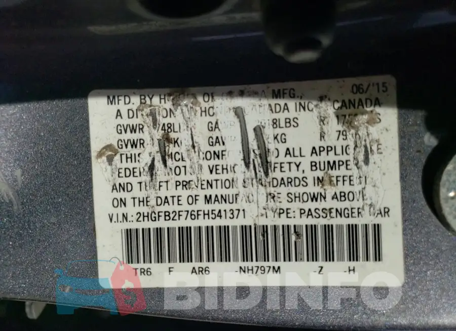 2HGFB2F76FH541371 Photo# 12