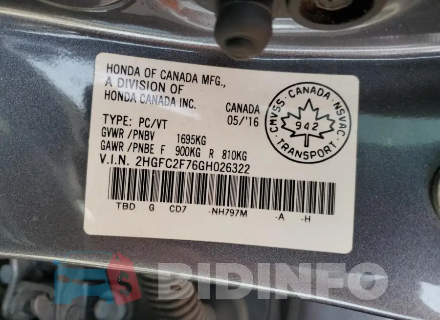 2HGFC2F76GH026322 Photo# 13