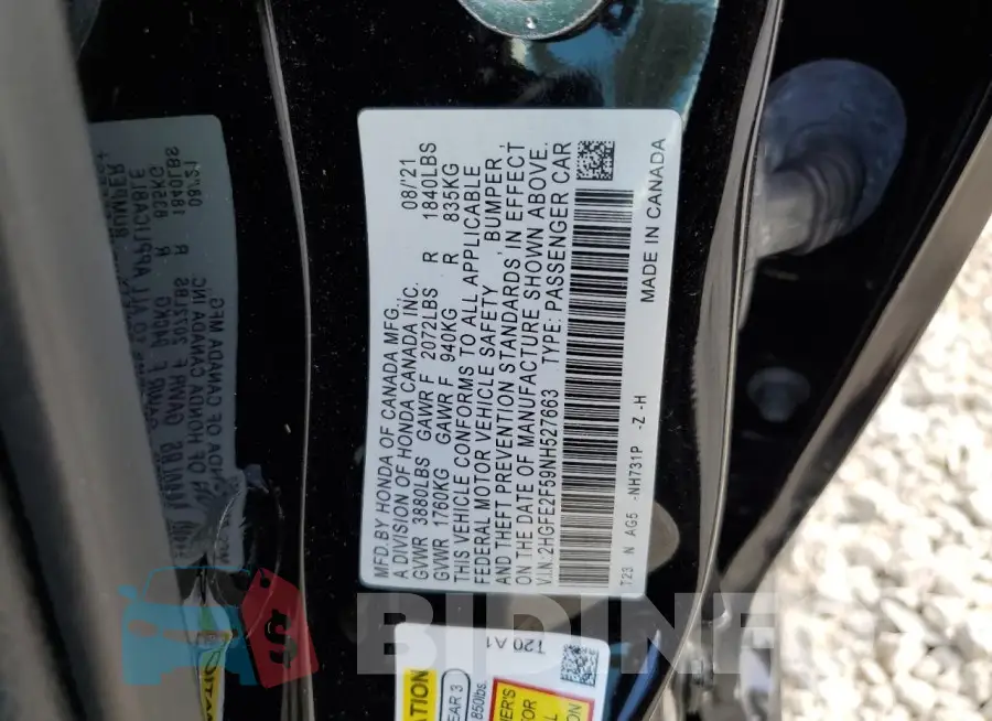 2HGFE2F59NH527663 Photo# 12