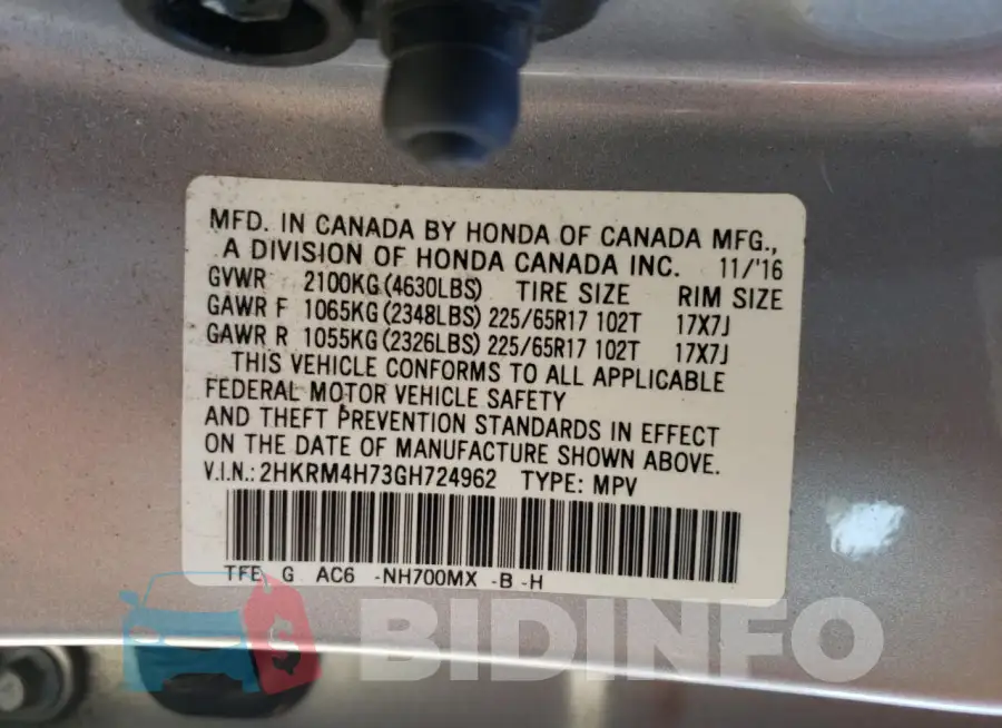 2HKRM4H73GH724962 Photo# 13