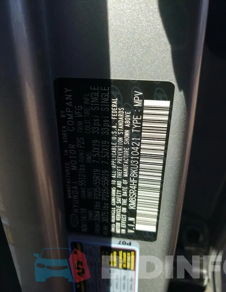 KM8SR4HF8KU310421 Photo# 12