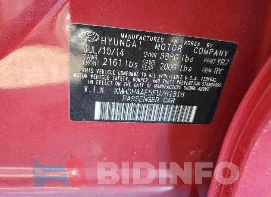 KMHDH4AE5FU281818 Photo# 12