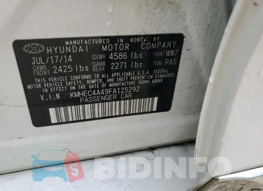 KMHEC4A49FA125292 Photo# 13