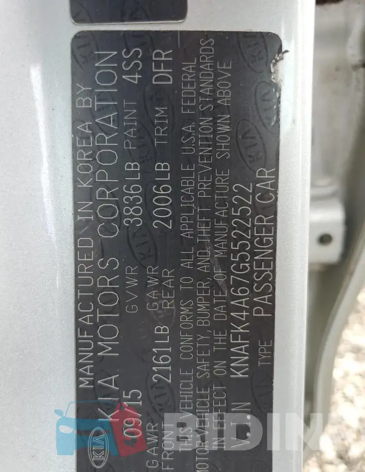KNAFK4A67G5522522 Photo# 13