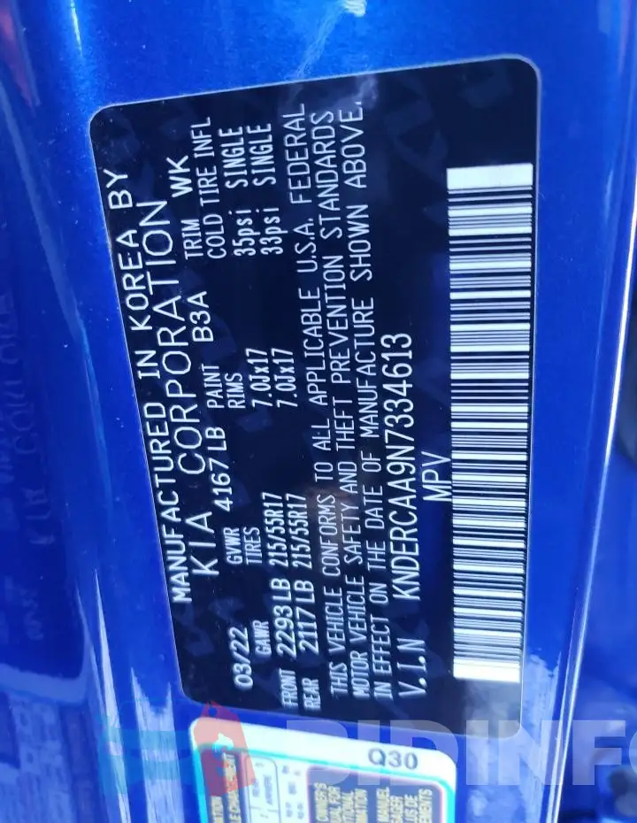 KNDERCAA9N7334613 Photo# 13
