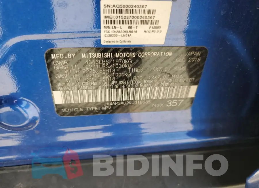 JA4AP3AU2KU018685 Photo# 12