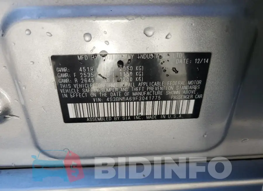 4S3BNBA69F3041775 Photo# 12