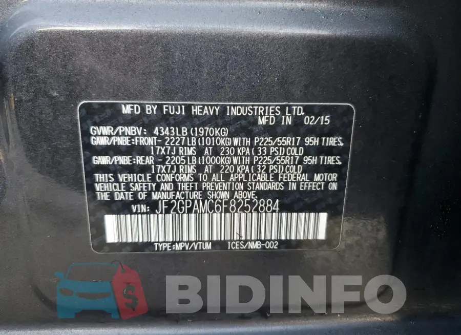 JF2GPAMC6F8252884 Photo# 14