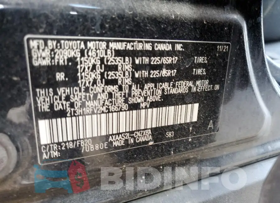 2T3H1RFV2MC166790 Photo# 12