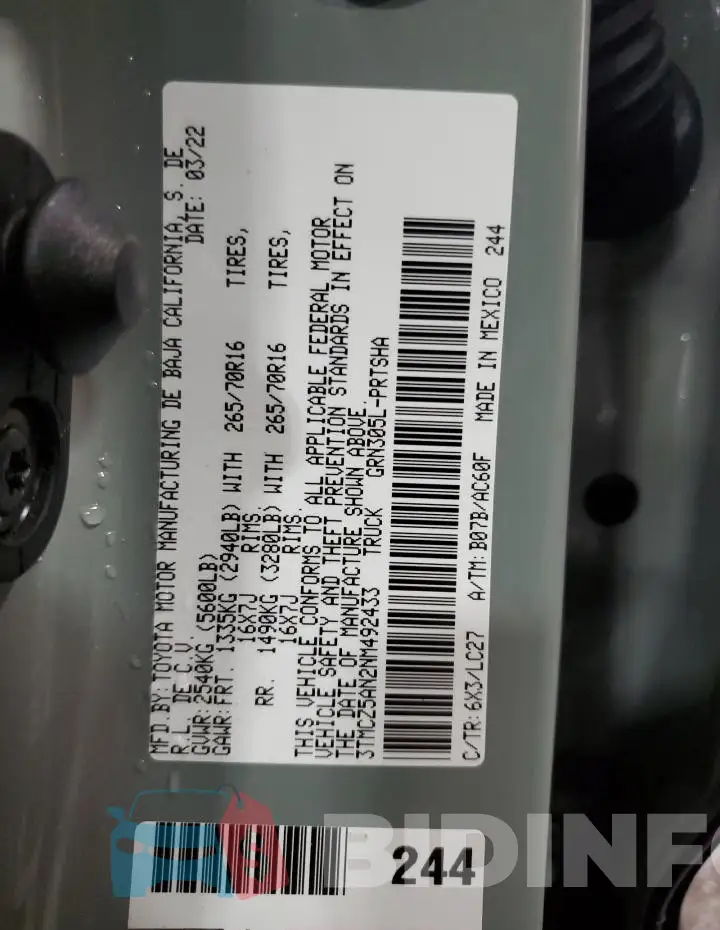 3TMCZ5AN2NM492433 Photo# 13