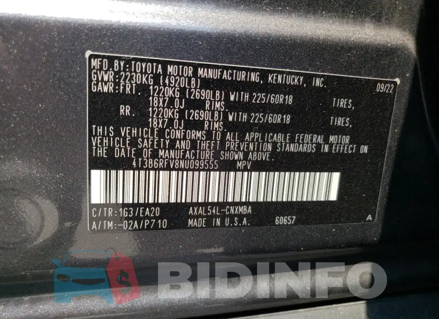 4T3B6RFV8NU099555 Photo# 12