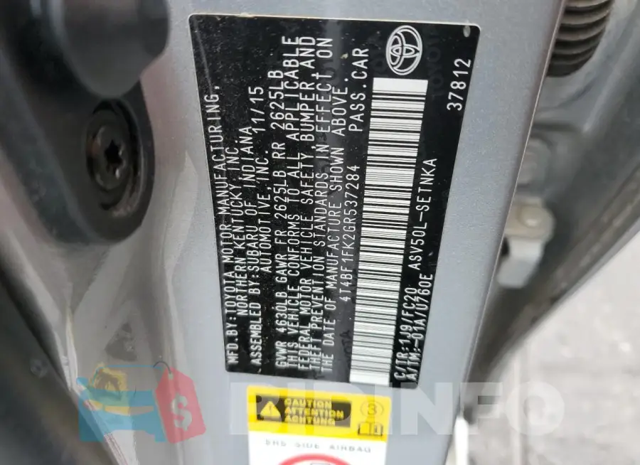 4T4BF1FK2GR537284 Photo# 12