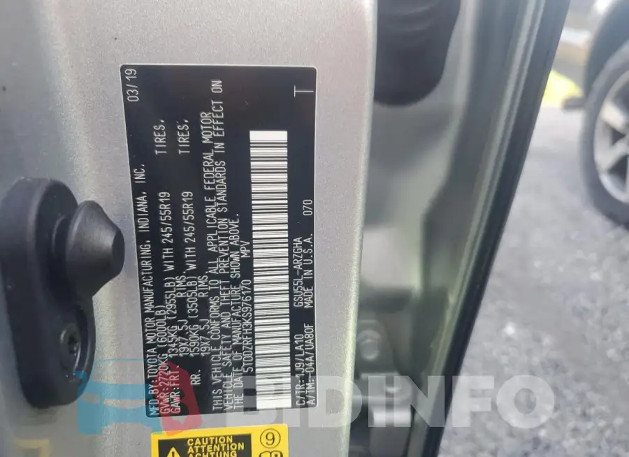 5TDDZRFH3KS976170 Photo# 13