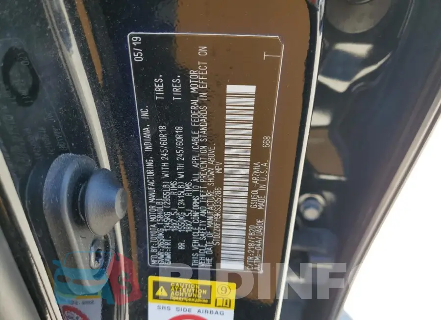 5TDZZRFH9KS335286 Photo# 13