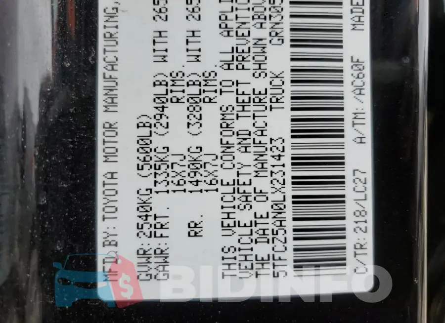 5TFCZ5AN0LX231423 Photo# 12