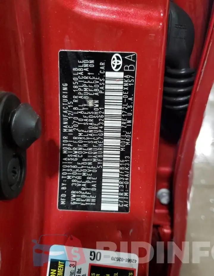 5YFBURHE7GP432621 Photo# 12