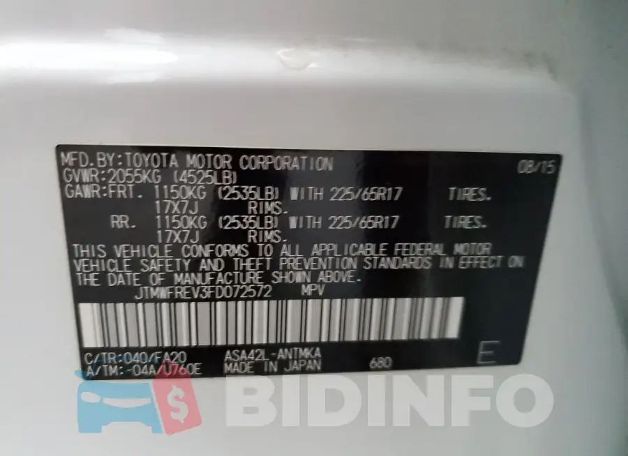 JTMWFREV3FD072572 Photo# 13