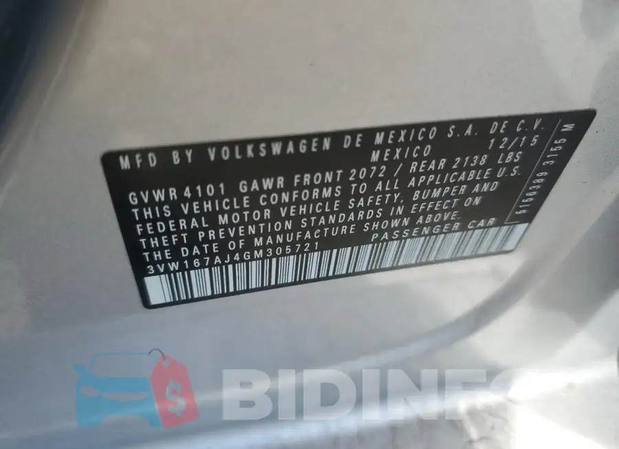 3VW167AJ4GM305721 Photo# 12