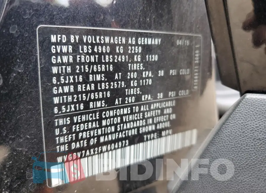 WVGBV7AX2FW604973 Photo# 13