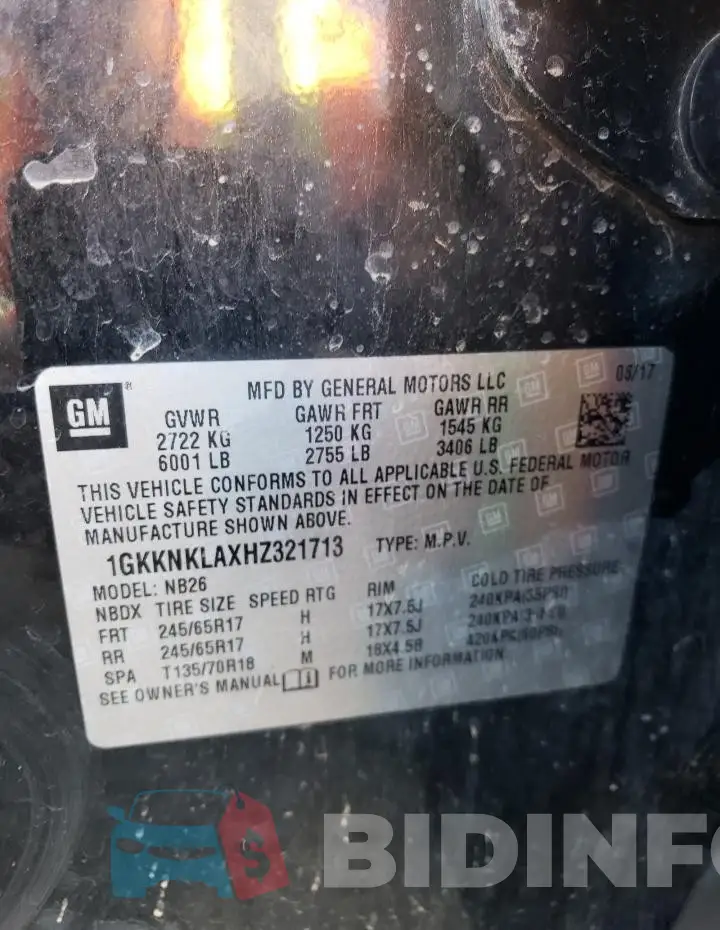 1GKKNKLAXHZ321713 Photo# 13