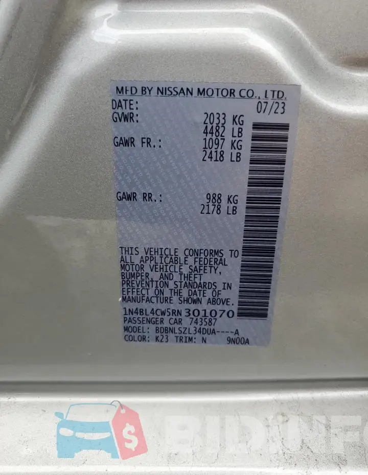 1N4BL4CW5RN301070 Photo# 13