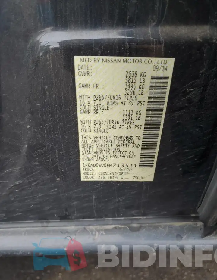 1N6AD0EV8FN713511 Photo# 12