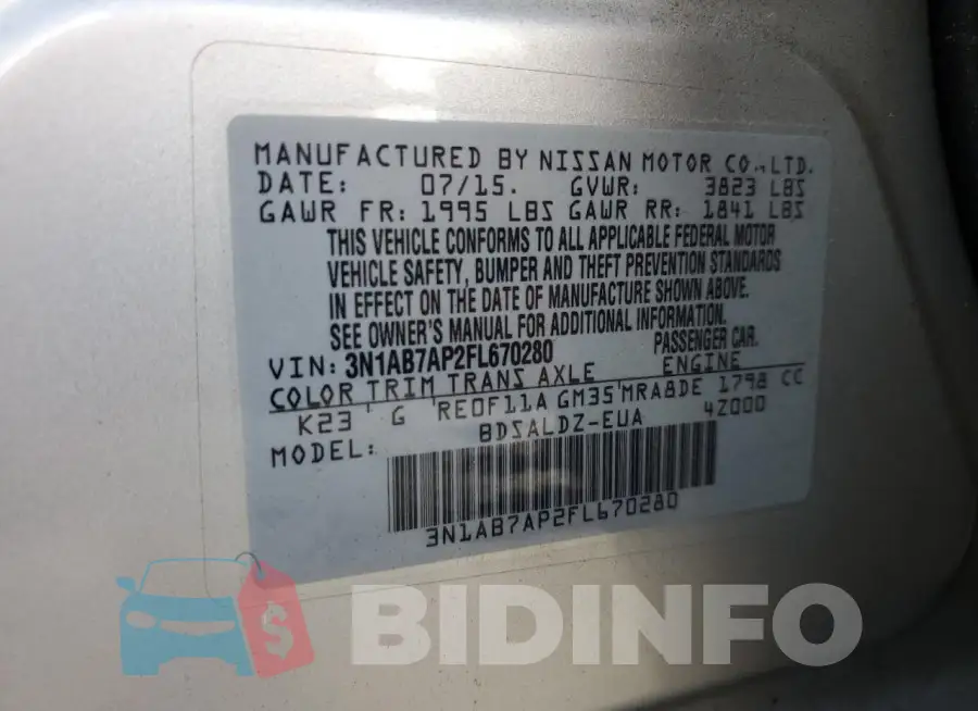 3N1AB7AP2FL670280 Photo# 13