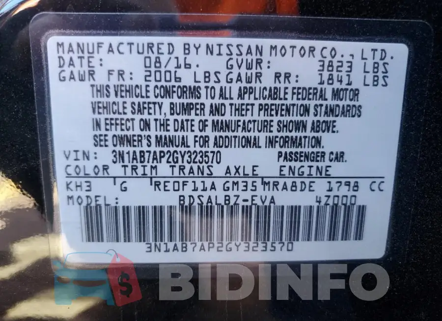 3N1AB7AP2GY323570 Photo# 13