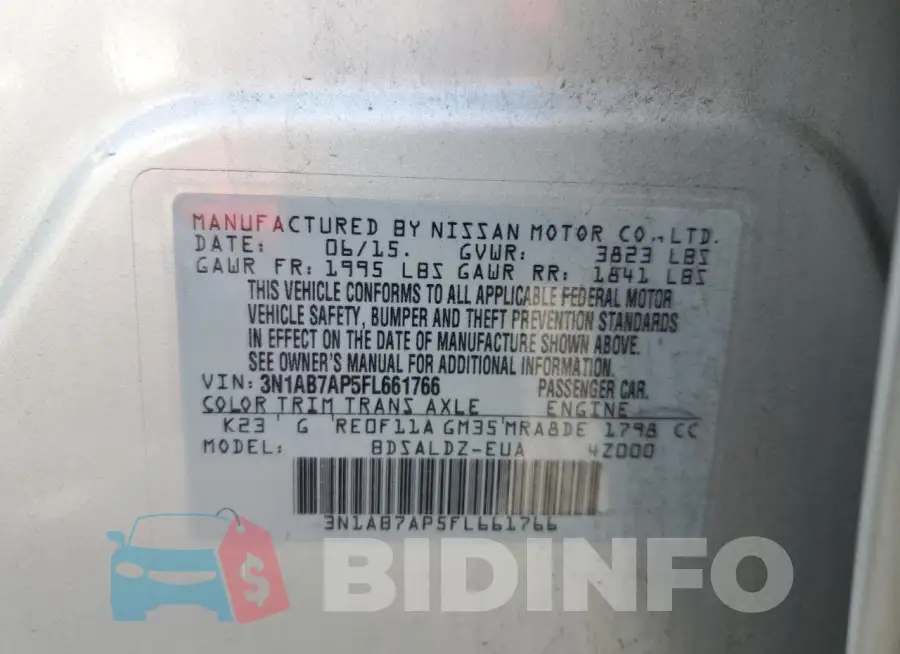 3N1AB7AP5FL661766 Photo# 13