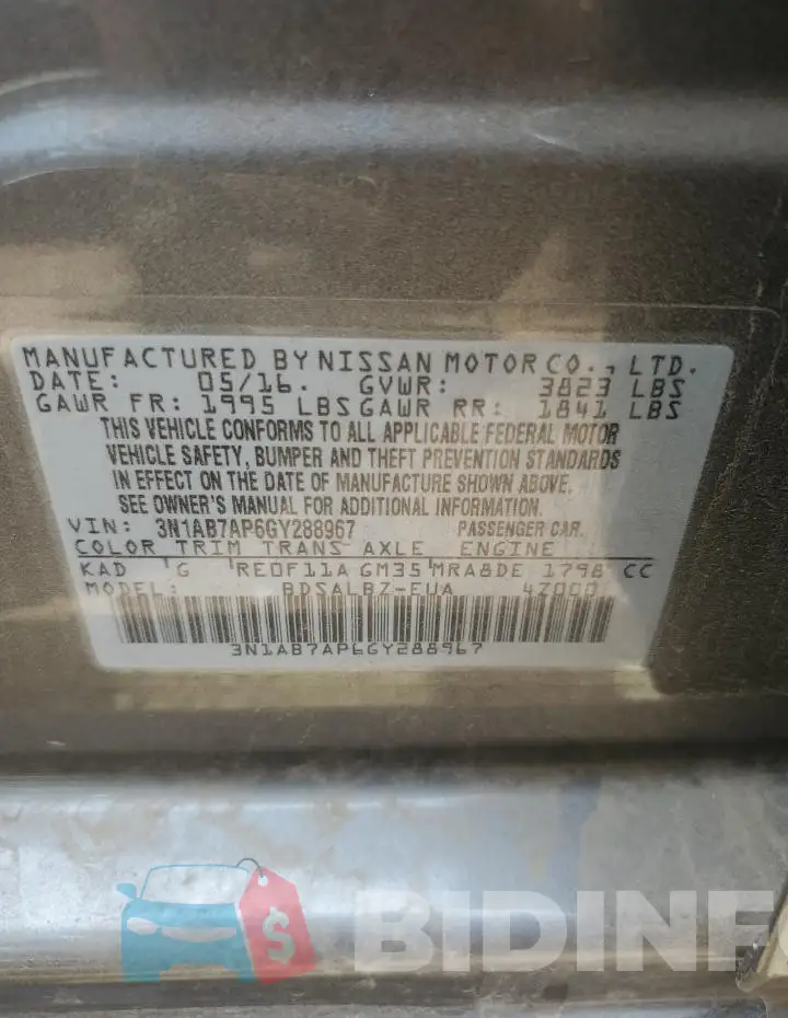 3N1AB7AP6GY288967 Photo# 13