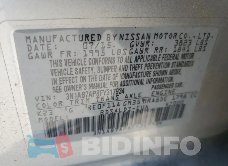 3N1AB7AP8FY317934 Photo# 12