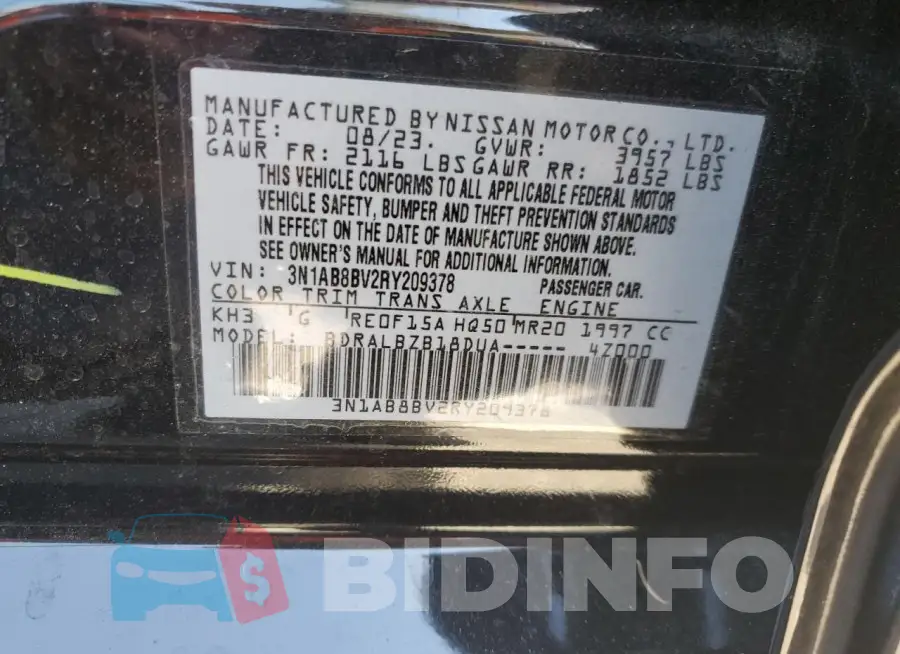 3N1AB8BV2RY209378 Photo# 12