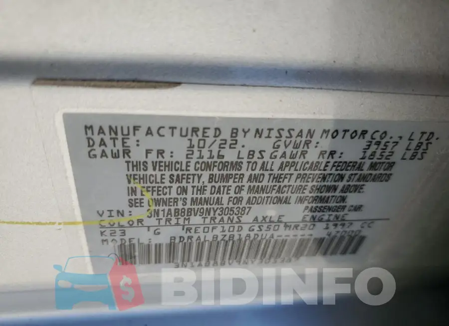 3N1AB8BV9NY305387 Photo# 12