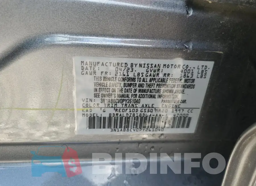 3N1AB8CV0PY261040 Photo# 13