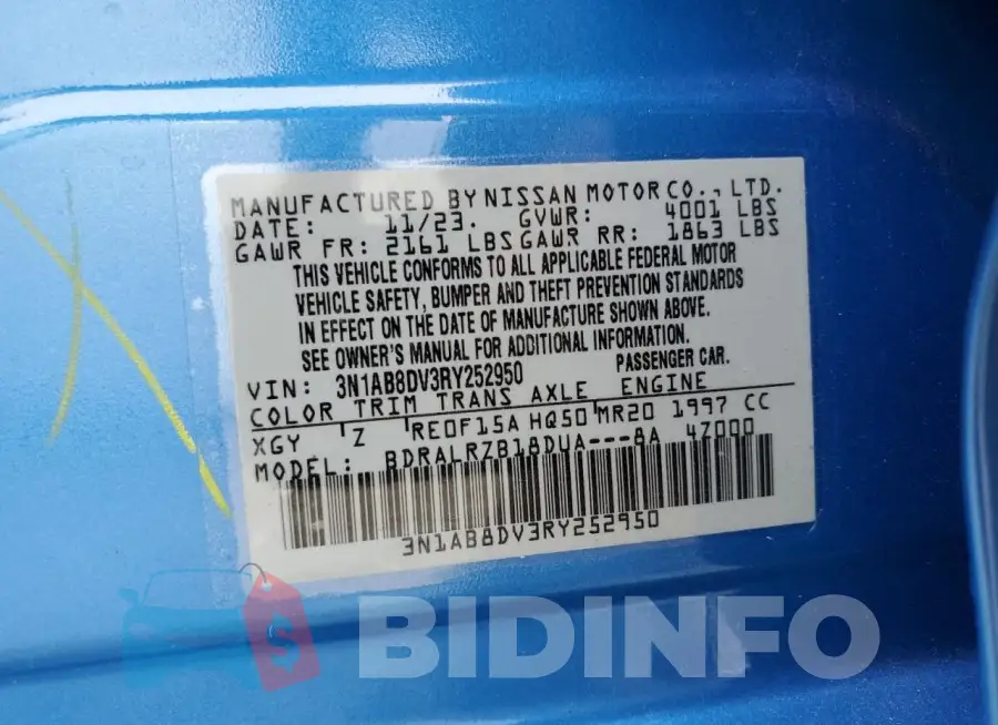 3N1AB8DV3RY252950 Photo# 12