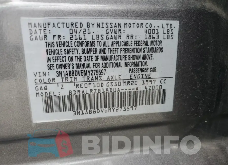 3N1AB8DV6MY275597 Photo# 12