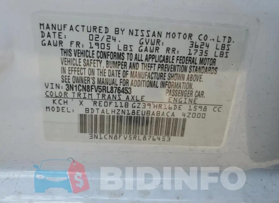3N1CN8FV5RL876453 Photo# 12