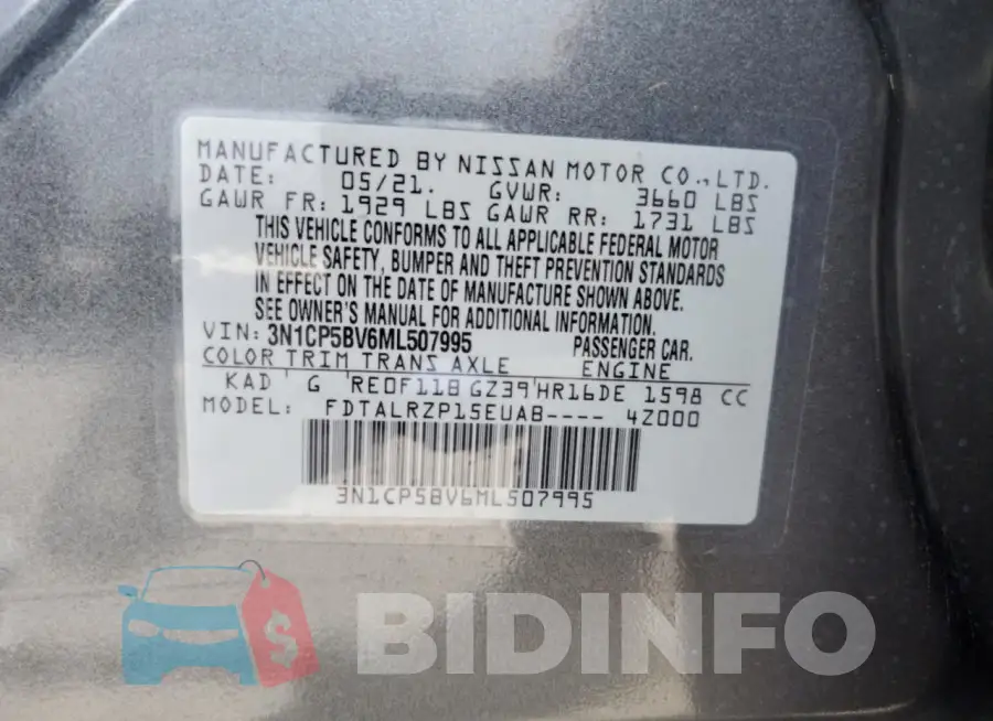 3N1CP5BV6ML507995 Photo# 14